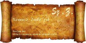 Szencz Zoárd névjegykártya